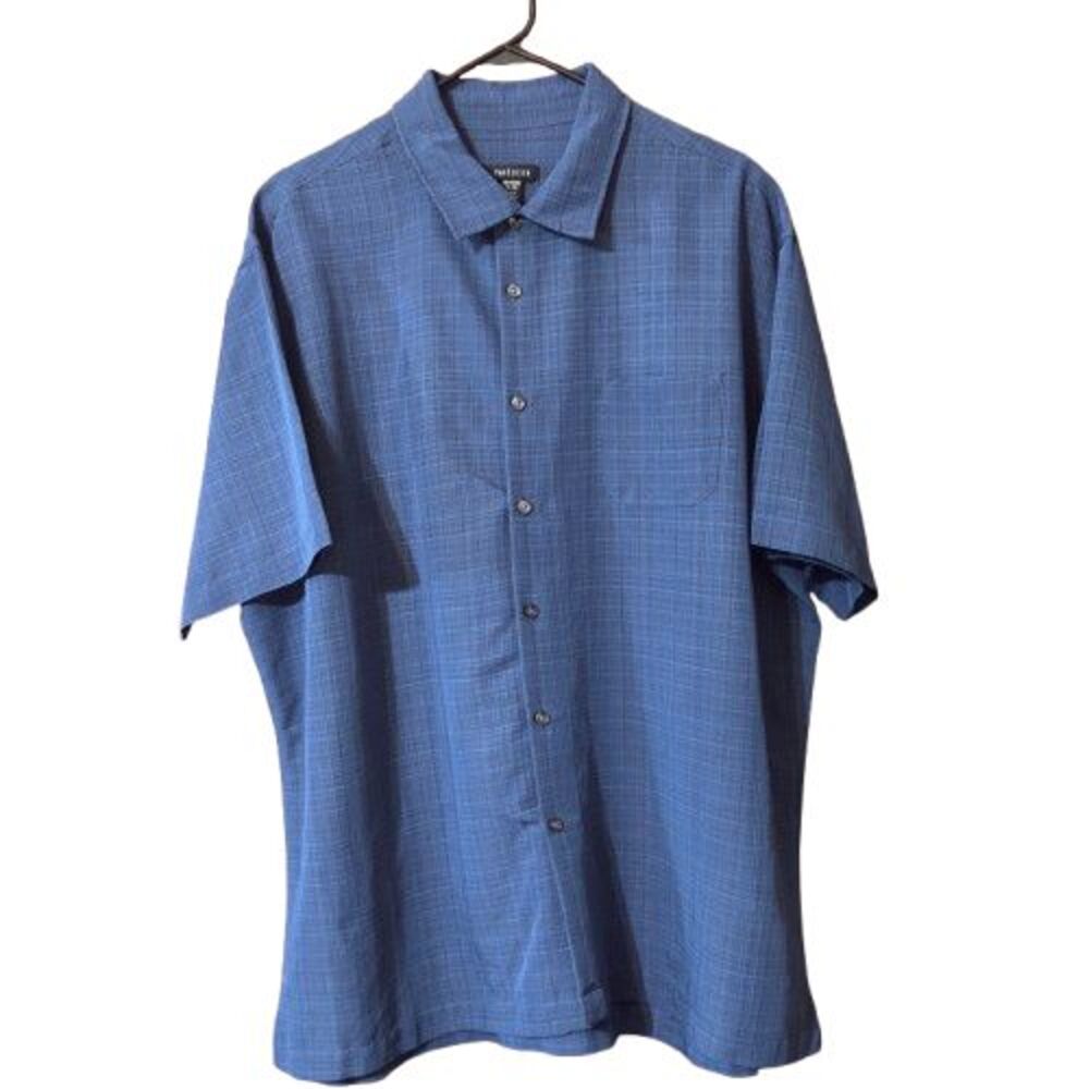 Van Heusen Casual Mens Size XXL Short Sleeve Button Up Deep Blue